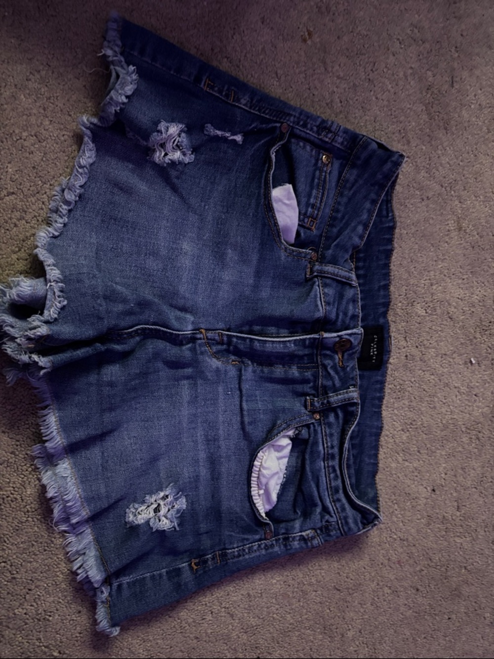 Celebrity Pink Distressed Frayed Hem Denim Shorts - Blue